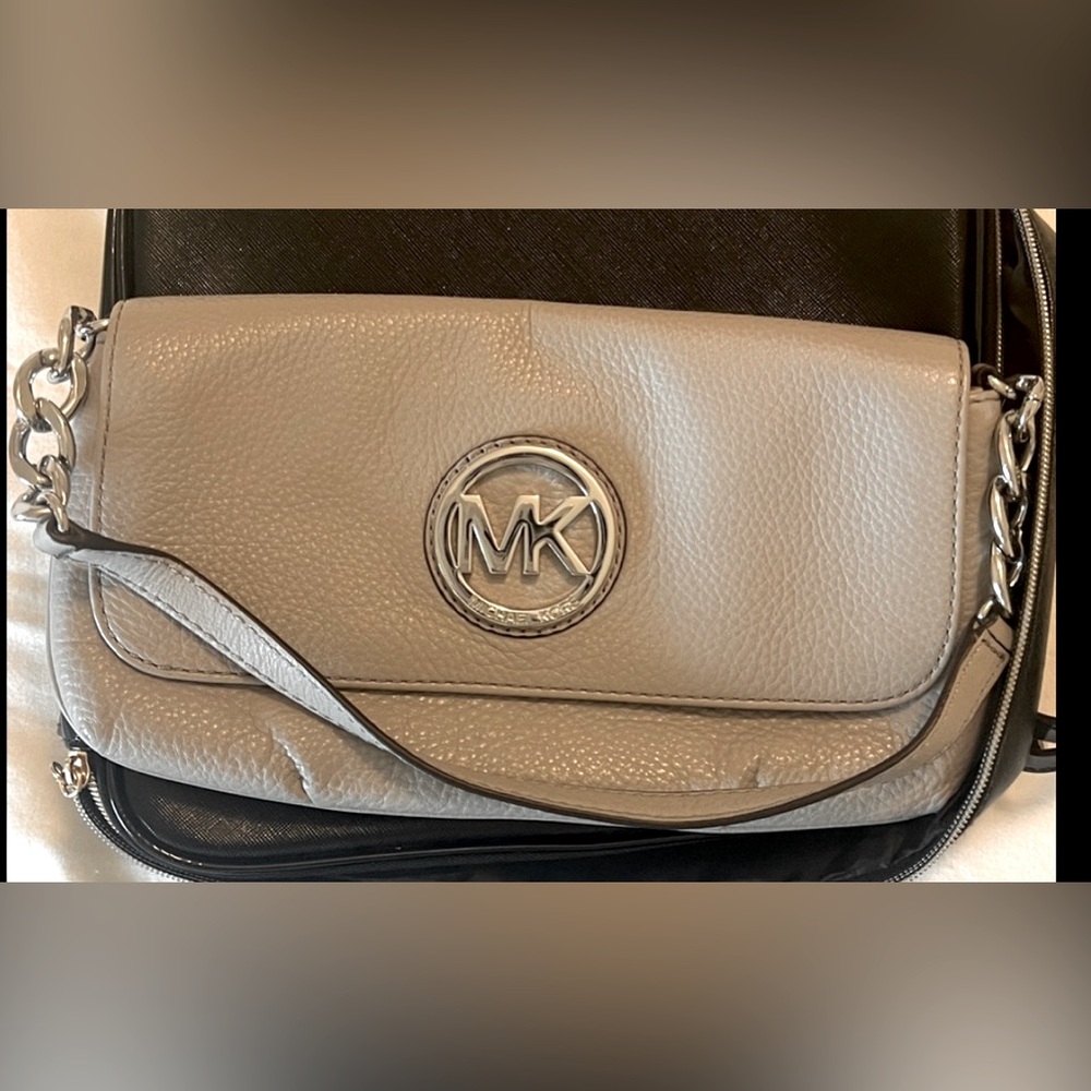 Michael Kors Gray Leather Shoulder Bag or Clutch